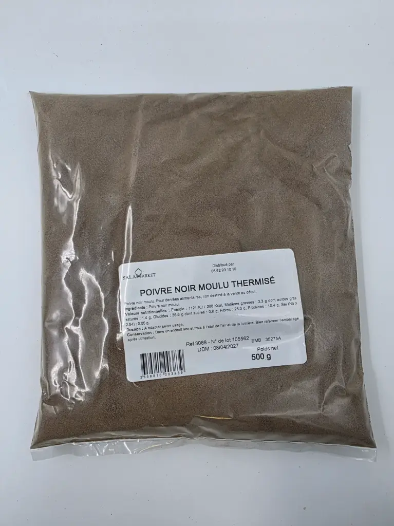POIVRE NOIR MOULU THERMISÉ 500G SALAMARKET {C20}