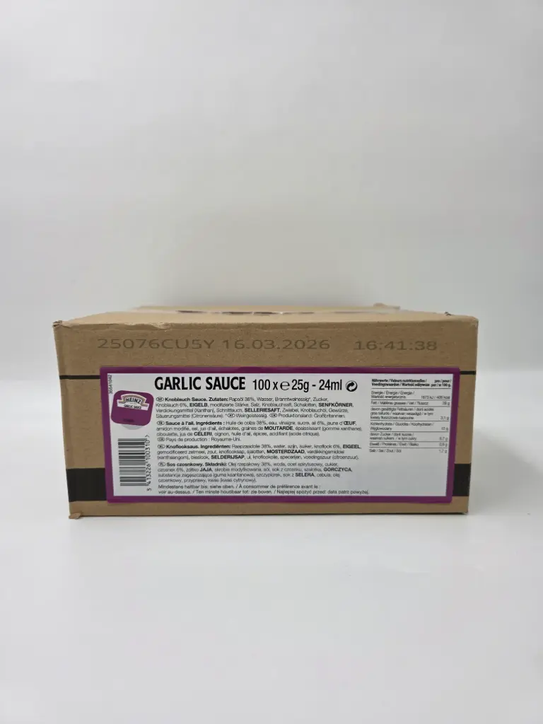 SAUCE GARLIC COUPELLE 25G X100 HEINZ