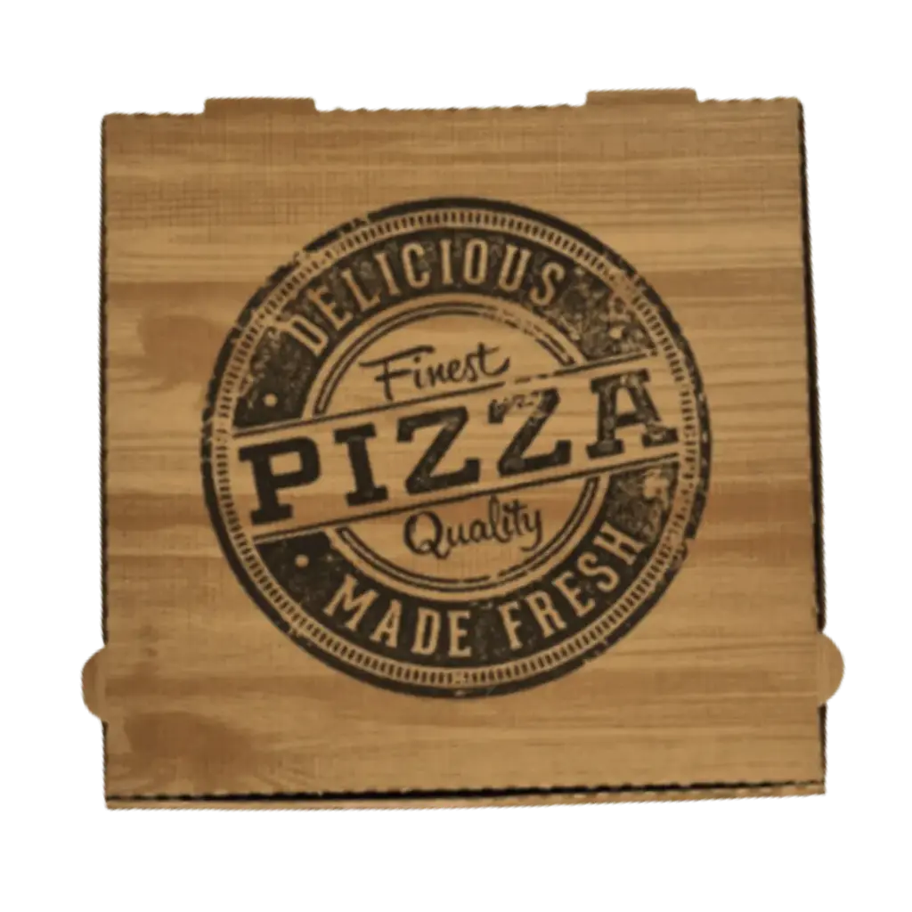 BOITE PIZZA MARRON "DELICIOUS" 31CM X100PCS