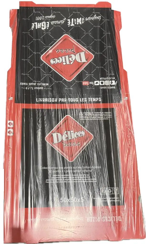 BOITE PIZZA "DELICES PIZZA" 50CM X50PCS