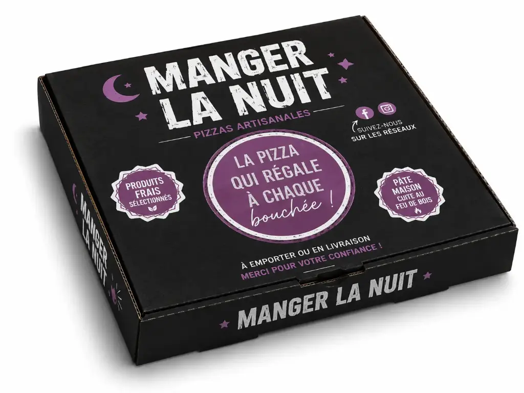 BOITE PIZZA "MANGER LA NUIT" 26CM X100
