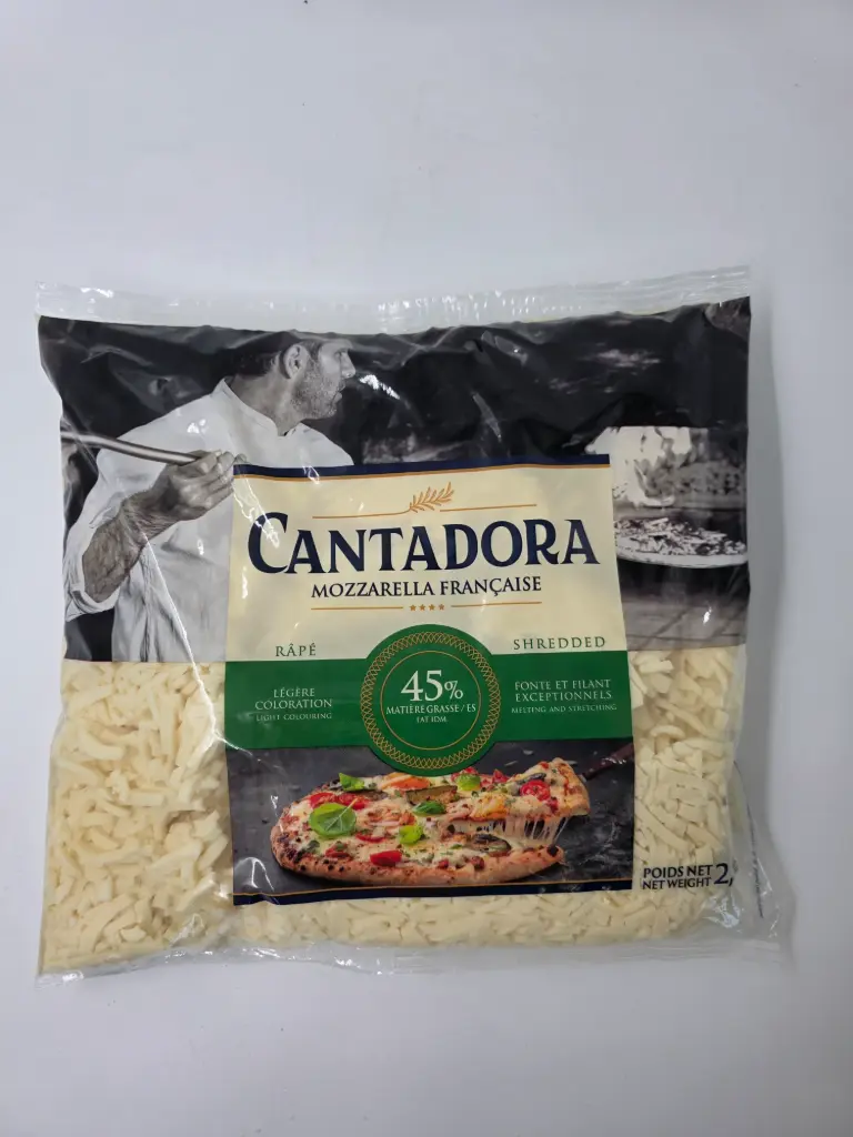 MOZZARELLA 100% 45% M.G 2.5KG CANTADORA