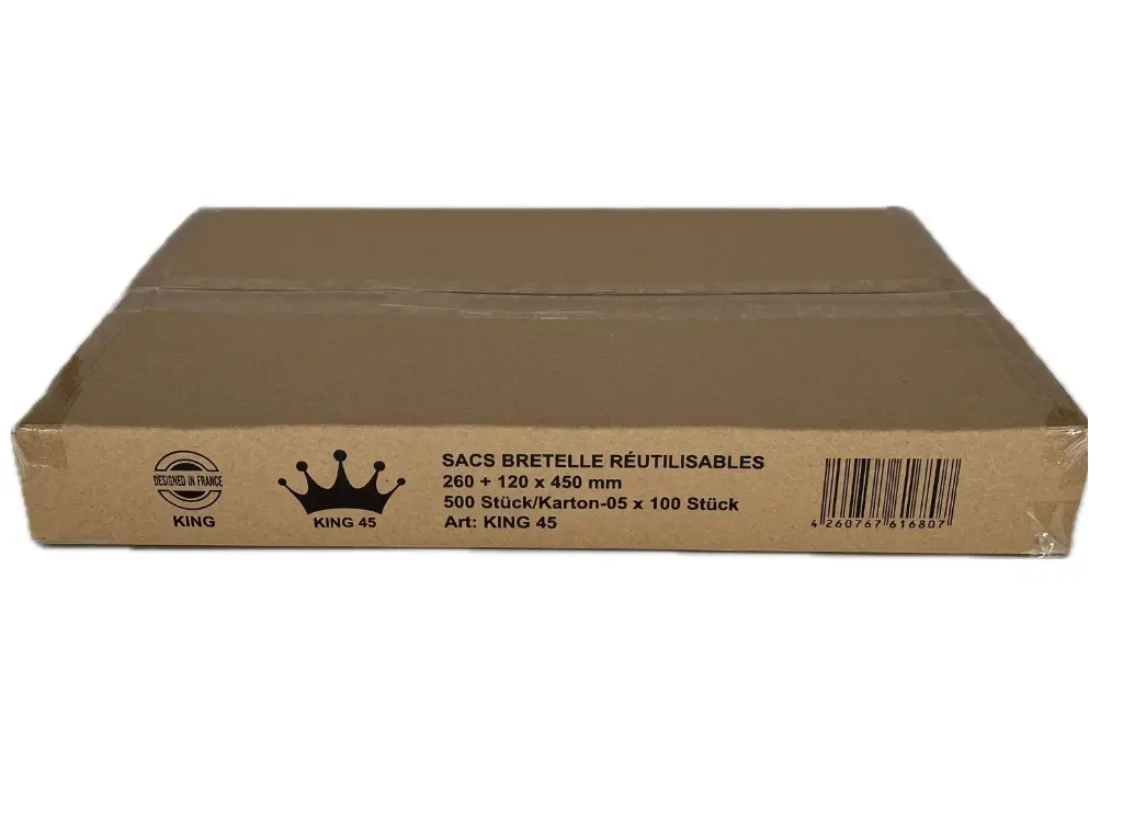 SAC PLASTIQUE BRETELLE 26*12*45CM REUTILISABLE X500 KING 45