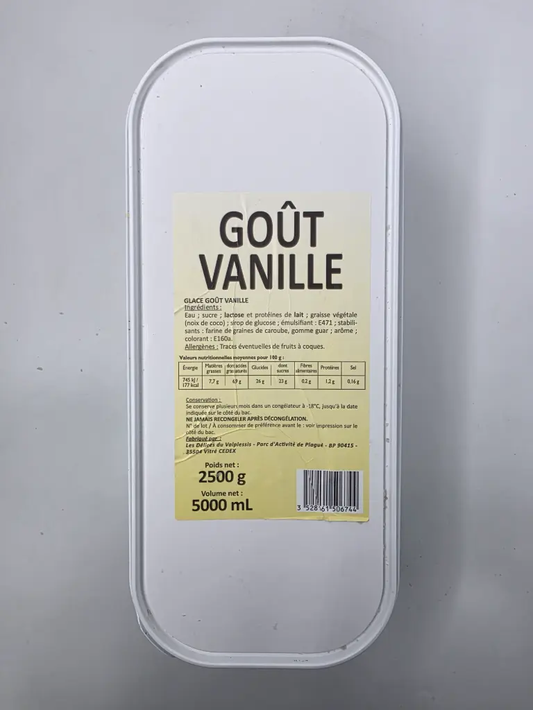 GLACE VANILLE 5L/2,5KG