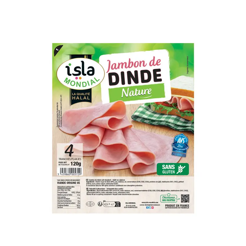JAMBON DE DINDE TRANCHE AVS 120G ISLA MONDIAL