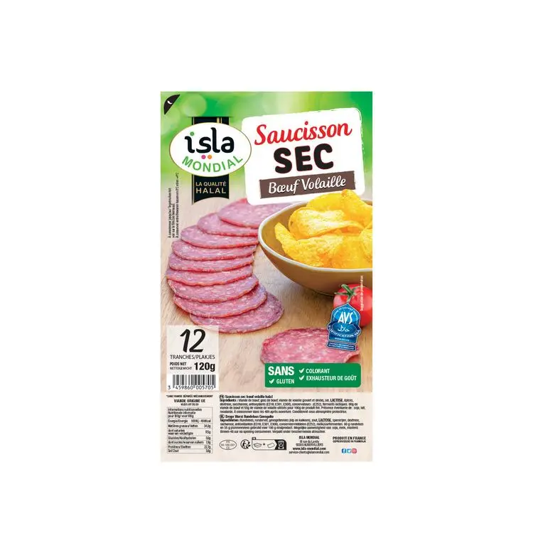 SAUCISSON SEC BOEUF/VOL TRANCHE AVS 120G ISLA MONDIAL