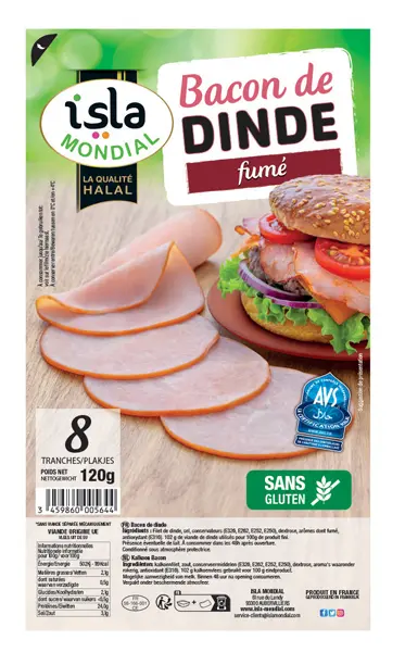 BACON DE DINDE TRANCHE AVS 120G ISLA MONDIAL