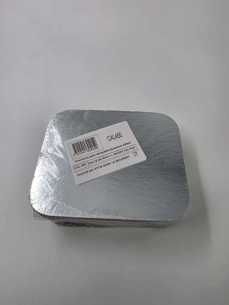 COUVERCLE BARQUETTE ALUMINIUM 450MLX100