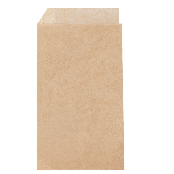 PAPIER INGRAISSABLE MARRON OUVERT 2 COTES "CREPES & TACOS" 13X22CM X50 {C10}