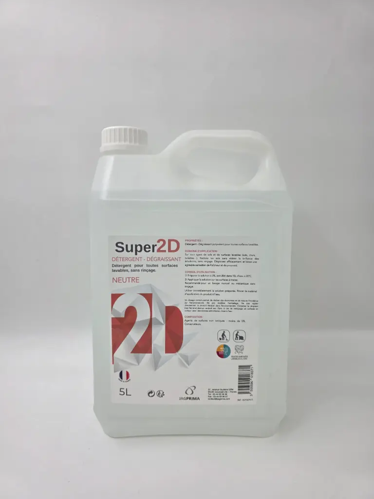 Détergent désinfectant toutes surfaces sans rinçage neutre Super2D 5L JAGPRIMA