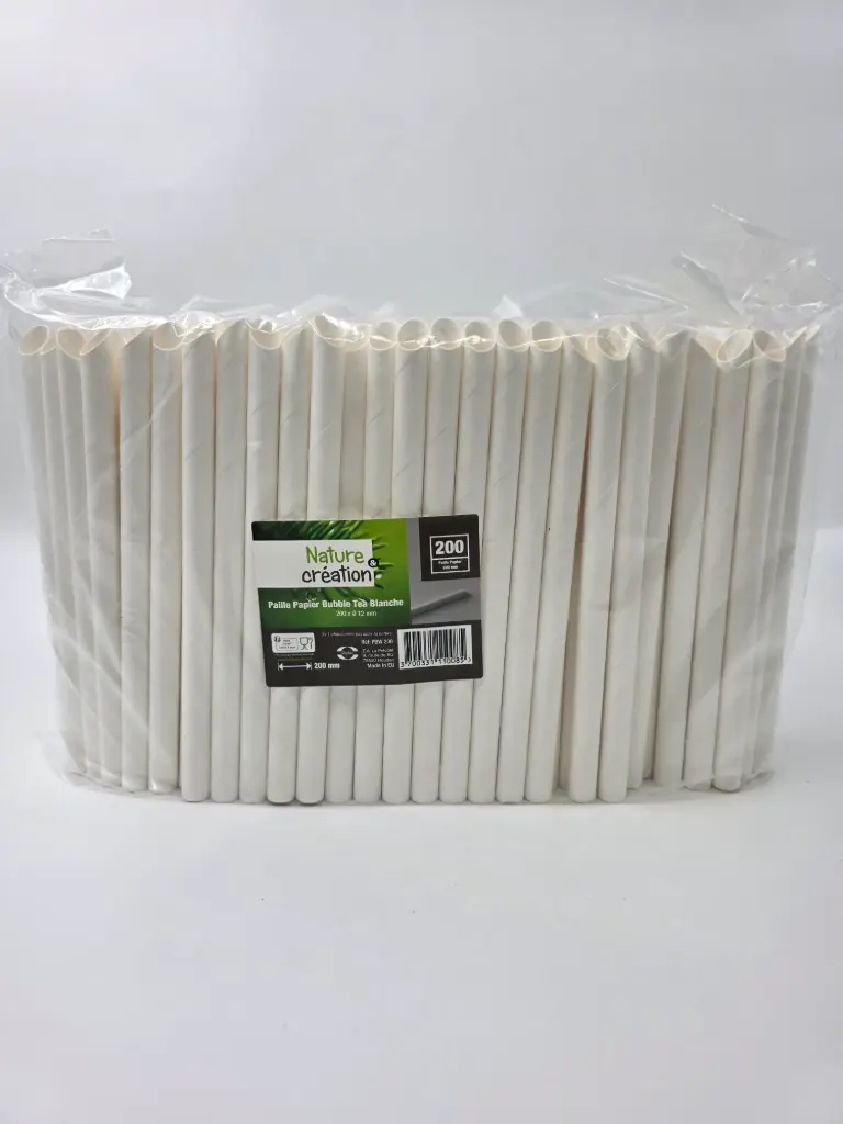 PAILLE PAPIER BLANCHE 200MM DAIM 6MM X150 NATURE&CREATION 