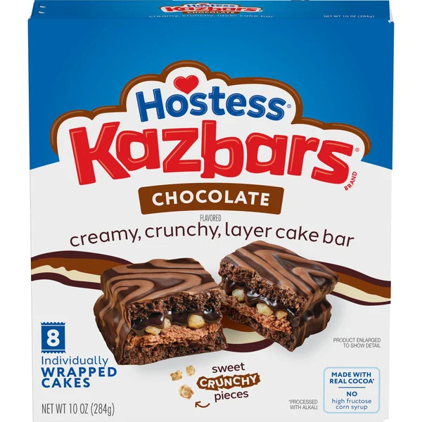 GATEAUX KAZBARS CREAMY CRUNCHY LAYER CAKE BAR HOSTESS 284G