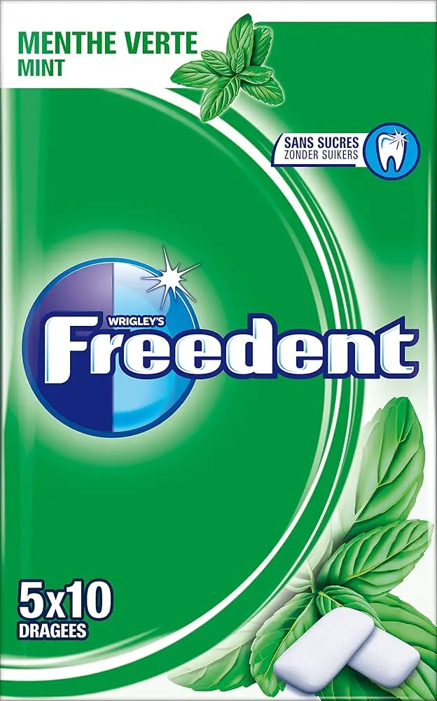 Freedent 5 étuis x 10 Dragées Menthe verte