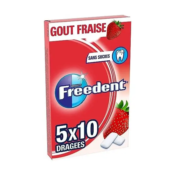 Freedent 5 étuis x 10 Dragées Fraise