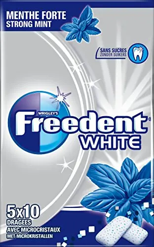 Freedent 5 étuis x 10 Dragées White Mthe Forte
