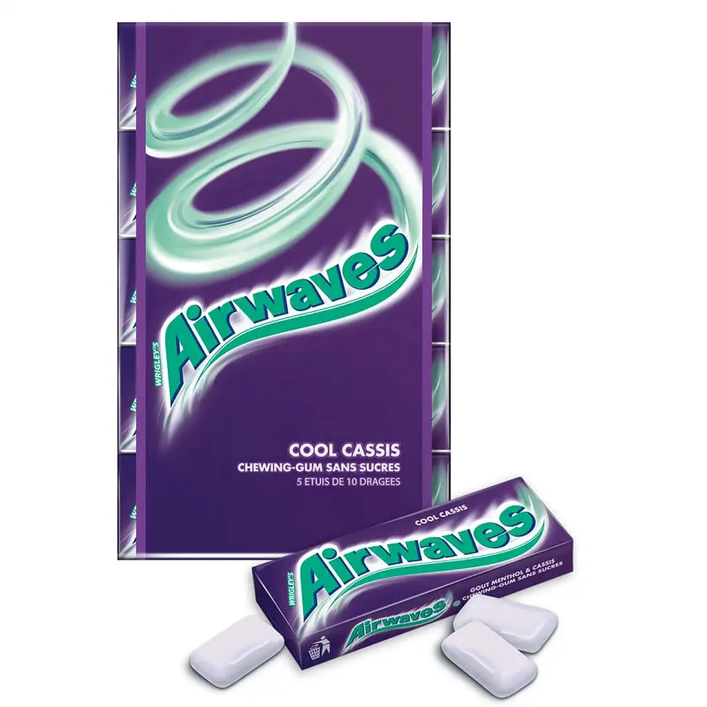 Airwaves 5 étuis x 10 Dragées Cool Cassis