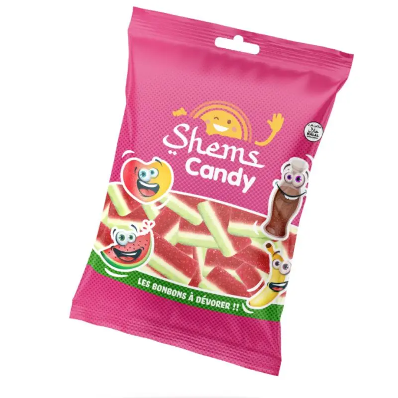 Bonbons Tranches pastèque acides Halal 100g Shems Candy