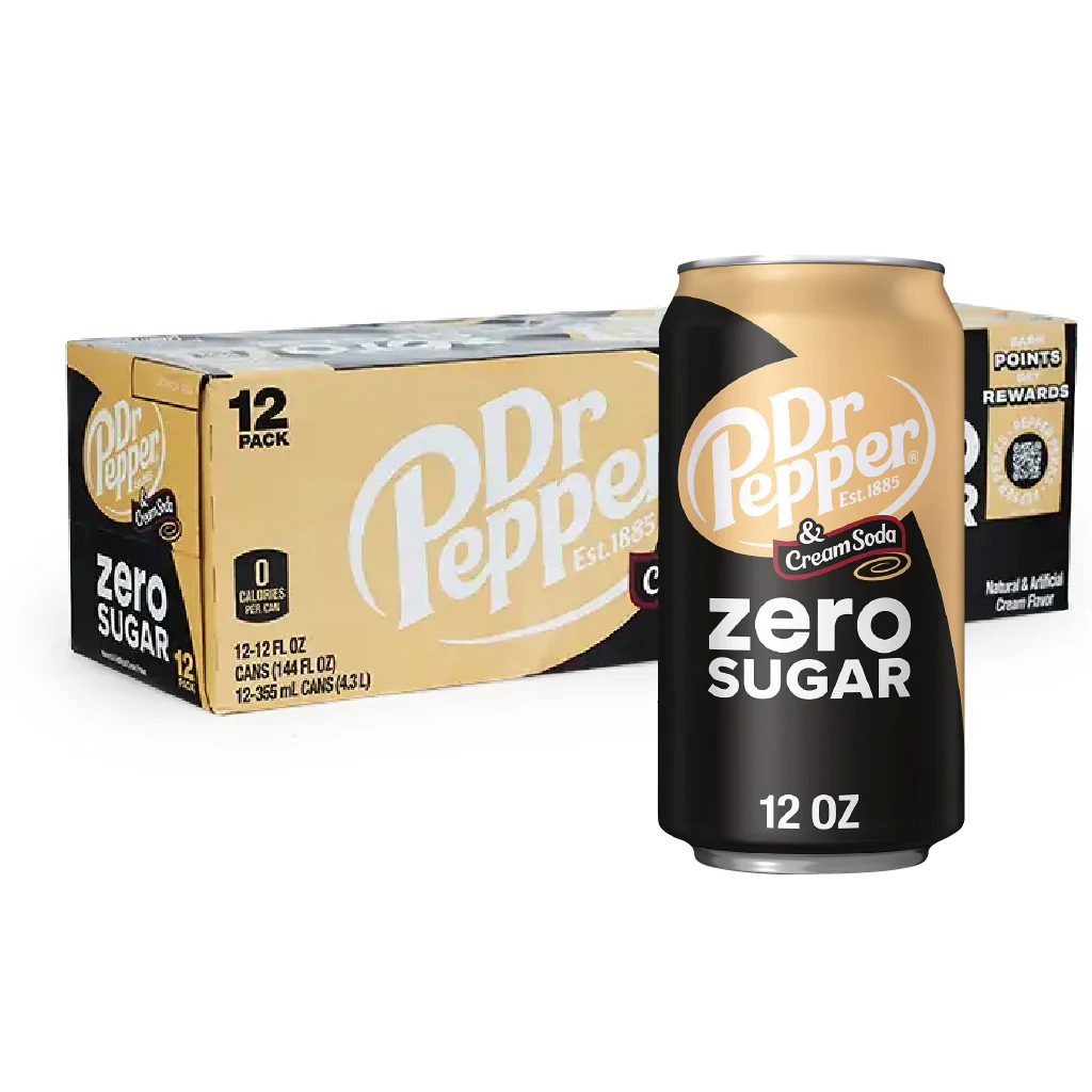 DR PEPPER CREAM SODA ZERO SUGAR 355ML X12