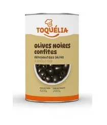 OLIVES NOIRES DENOYAUTEES 34/40 2KG 5/1 TOQUELIA 