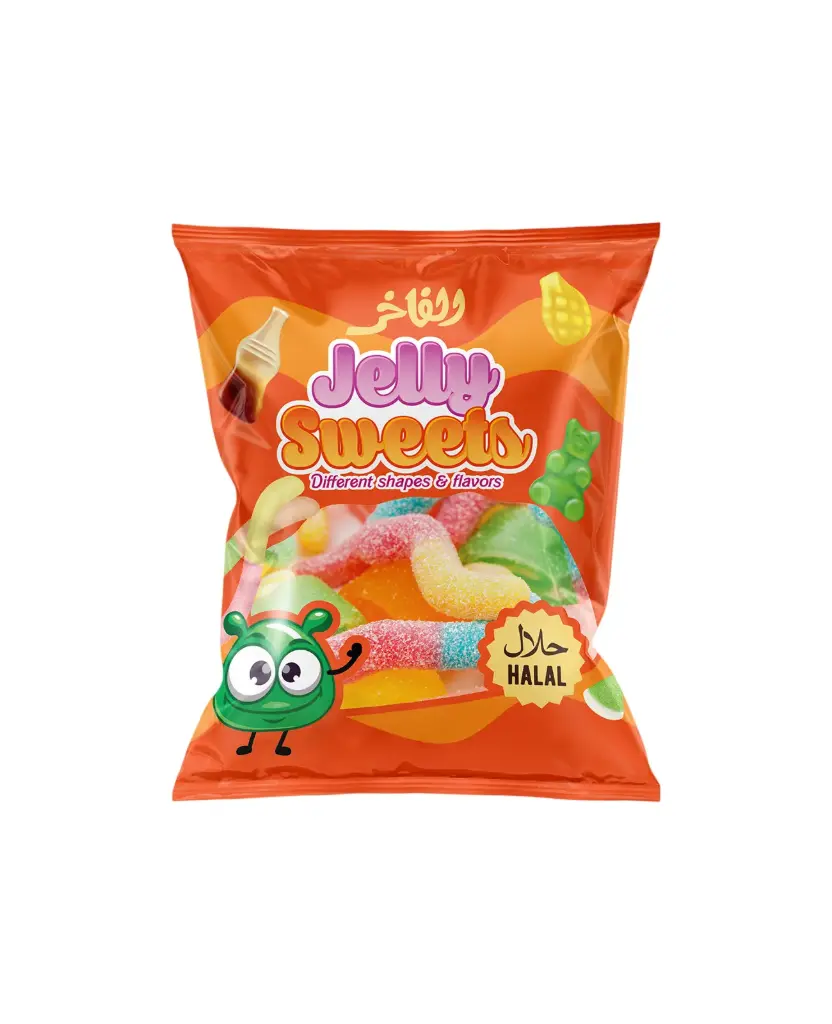 BONBONS JELLY SWEETS SACHET ORANGE HALAL 85G ALFAKHIR {C30}