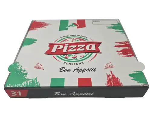 BOITE PIZZA BLANC/ROUGE/VERT 40CM X100PCS
