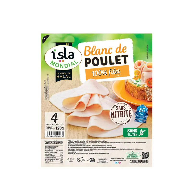 BLANC DE POULET 100% FILET AVS ISLA MONDIAL 120G