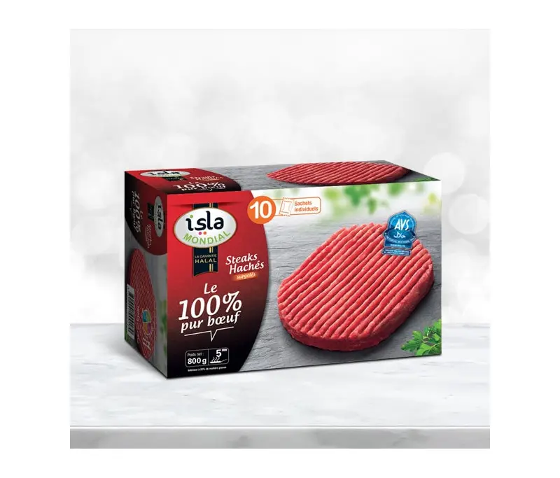 STEAK LE 100% PUR BOEUF AVS X10 ISLA MONDIAL 800G