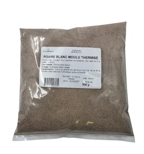 POIVRE BLANC MOULU THERMISÉ 500G SALAMARKET {C20}
