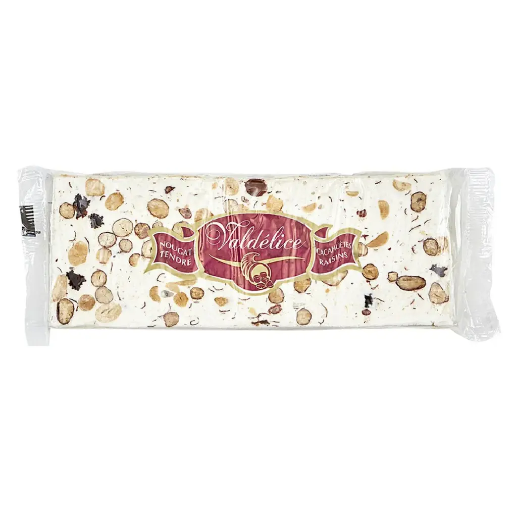 NOUGA TENDRE CACAHUETES & RAISIN 200G VALDELICE