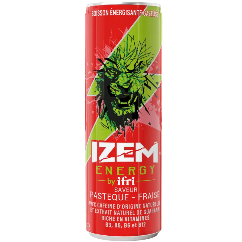 IZEM ENERGY PASTEQUE FRAISE CAN 25CL X12