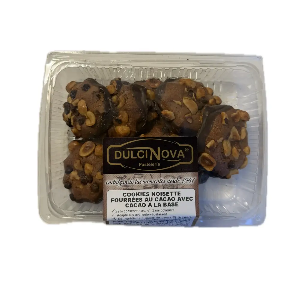 COOKIES NOISETTE FOURREES AU CACAO 230G DULCINOVA