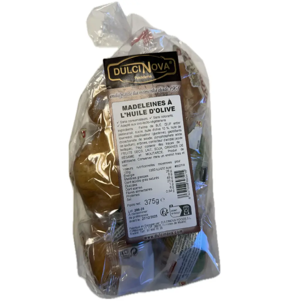 MADELEINES A L’HUILE D’OLIVE 375G DULCINOVA