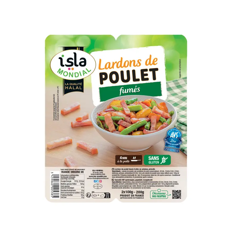 LARDONS DE POULET FUME AVS 2x100G ISLA MONDIAL