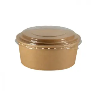 BOL KRAFT+ COUVERCLE 1300ML X25PCS MARRON {C8}