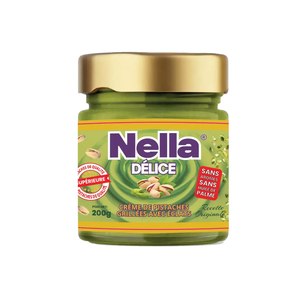 CREME DE PISTACHES GRILLEES AVEC ECLATS  200g NELLA DELICE