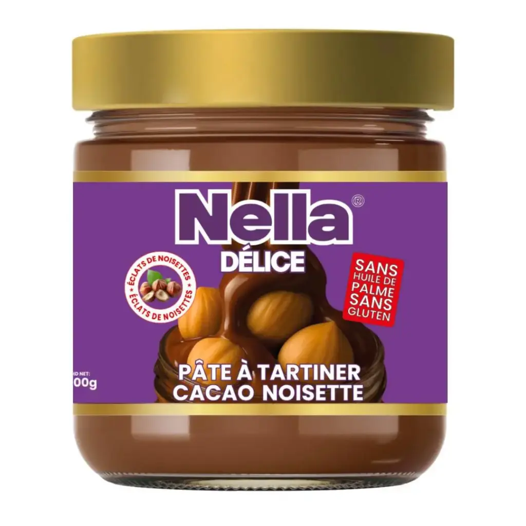 Crème de noisettes Cacao avec éclats de noisettes 200g NELLA DELICE
