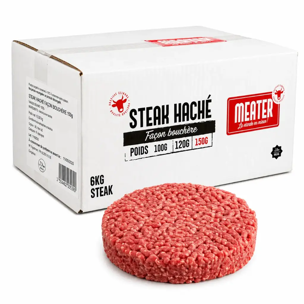 STEAK 150G HALAL FACON BOUCHERE 100% 6KG INICIA 