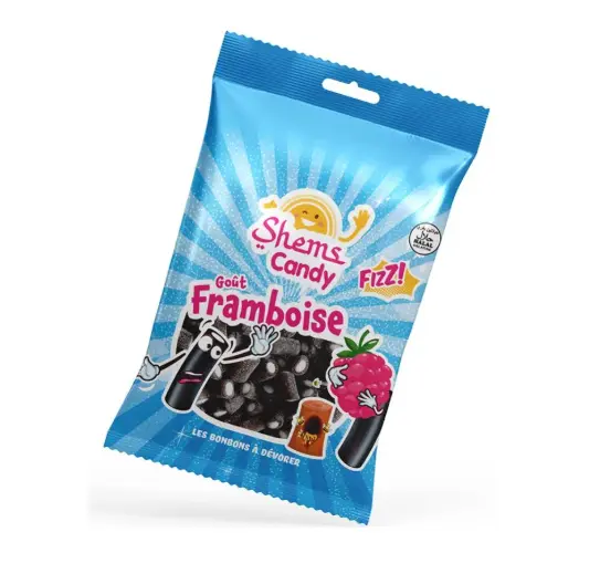 MINI TUBES FRAMBOISE ACIDES HALAL SHEMS CANDY 100G X 18