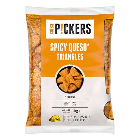 SPICE QUESO TRIANGLES (BOUCHÉES FROMAGE ET JALAPENOS) MCCAIN 1KG {C6} 
