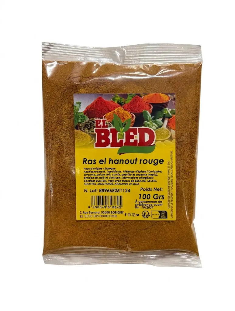 RAS ELHANOUT ROUGE 100G EL BLED {C20} 