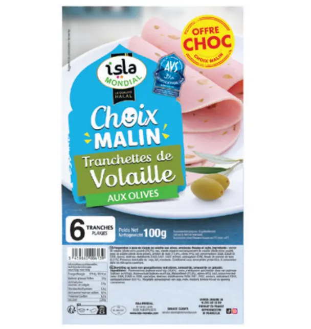 ROULADE VOLAILLE OLIVE 100G CHOIX MALIN {C10}