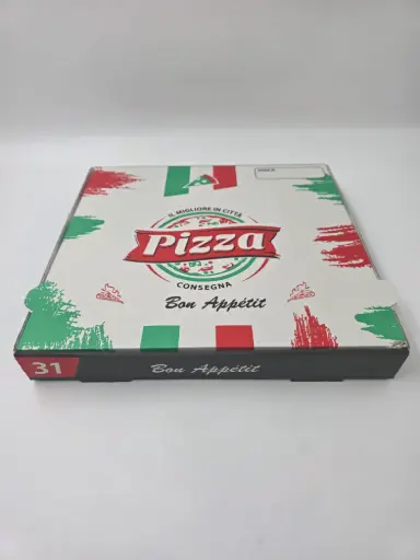[ART-06894] BOITE PIZZA BLANC/ROUGE/VERT 31CM X100PCS