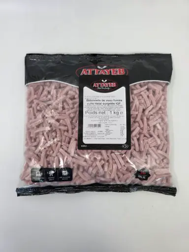 [ART-05254] LARDONS (BATONNETS) DE VEAU FUMES CUITS 1KG ATTAYEB MTQ