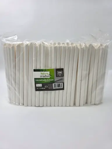 [ART-07100] PAILLE PAPIER BLANCHE 200MM DAIM 6MM X150 NATURE&CREATION 