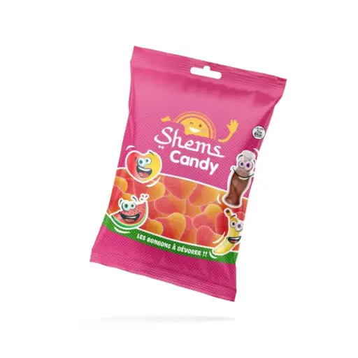 [ART-07989] Bonbons Coeurs pêche sucrés Halal 100g Shems Candy