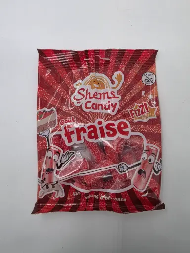 [ART-07998] Tubes goût fraise acides halal 100g Shems Candy x 24