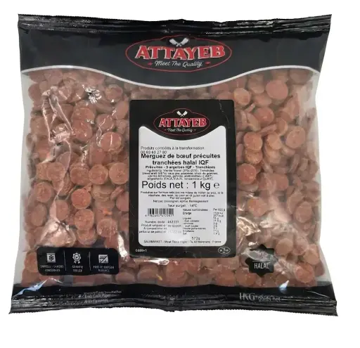 [ART-05002] MERGUEZ DE BOEUF CUITES TRANCHÉES 1KG ATTAYEB MTQ