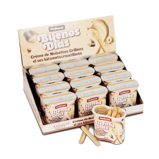 Crème de noisettes grillés et des bâtonnets croustillants 8x12x55g Buenos Dias