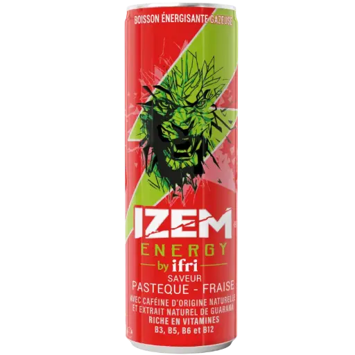IZEM ENERGY PASTEQUE FRAISE CAN 25CL X12