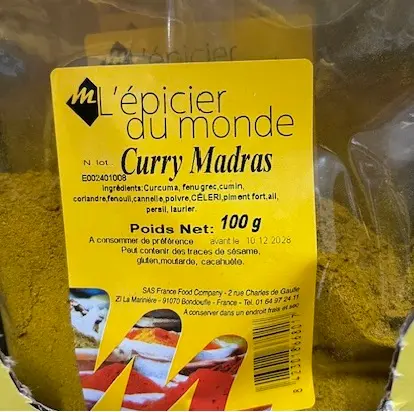 CURRY MADRAS 100G L'EPICIER DU MONDE 